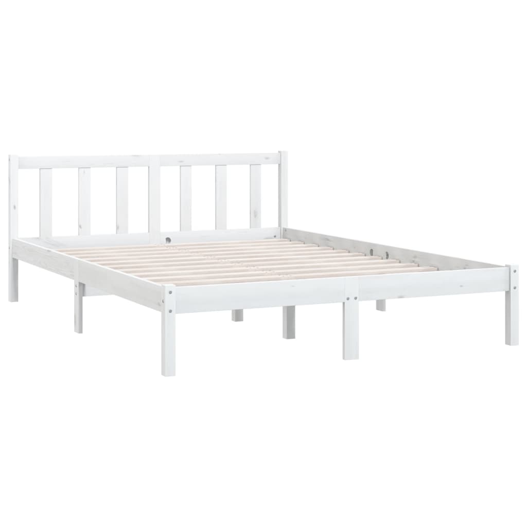 Cadre de lit Blanc Bois de pin massif 160x200 cm Lits & cadres de lit vidaXL   