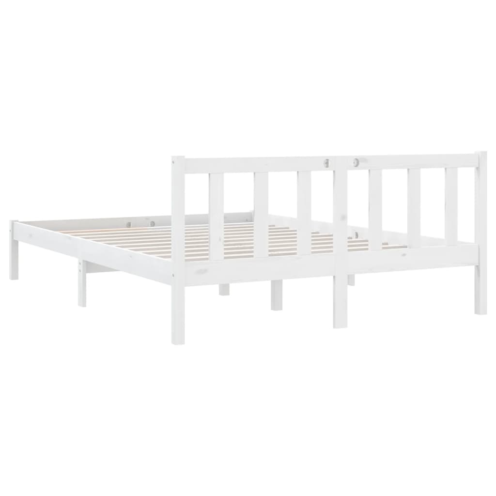 Cadre de lit Blanc Bois de pin massif 160x200 cm Lits & cadres de lit vidaXL   