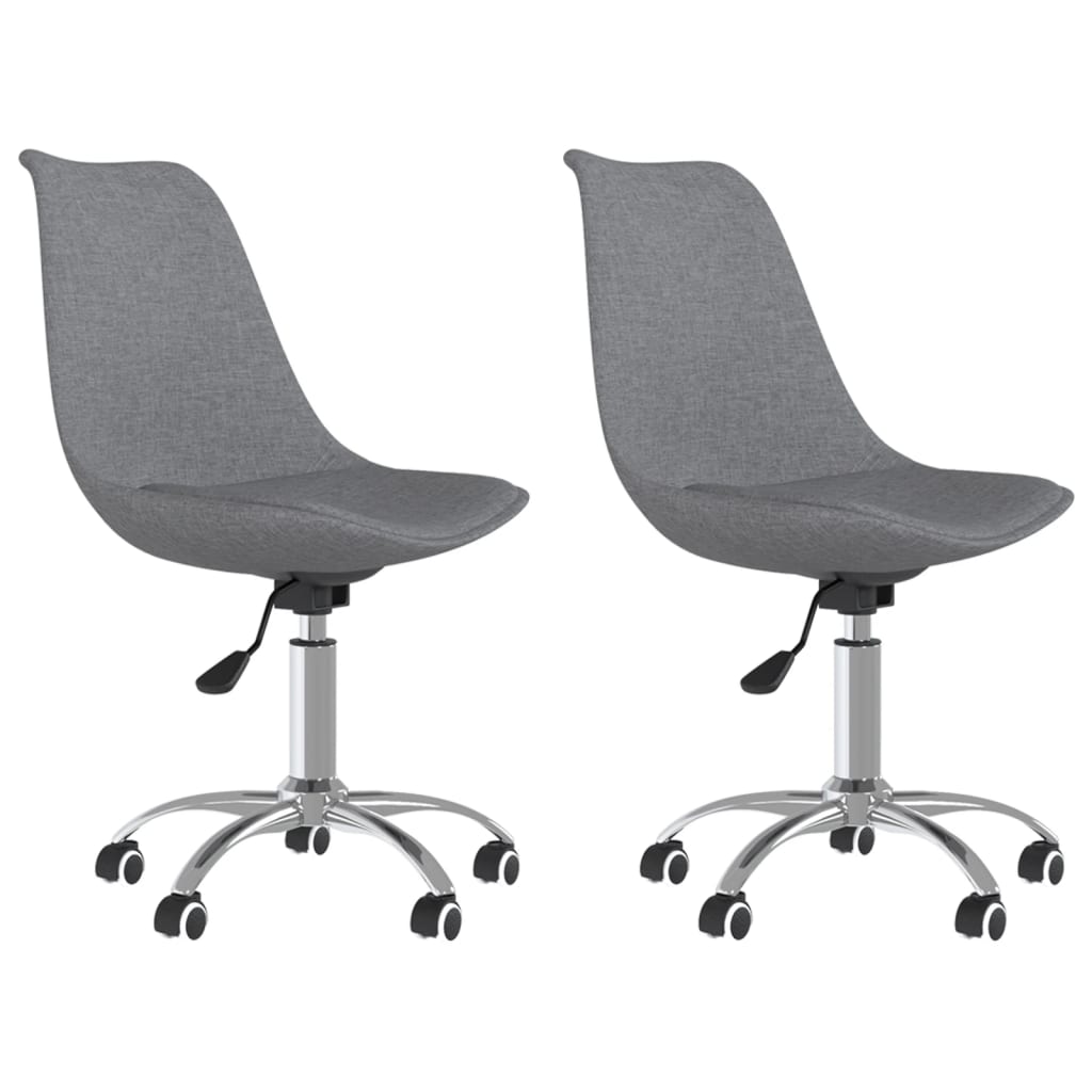 Chaises pivotantes à manger lot de 2 Gris clair Tissu Chaises de cuisine vidaXL   