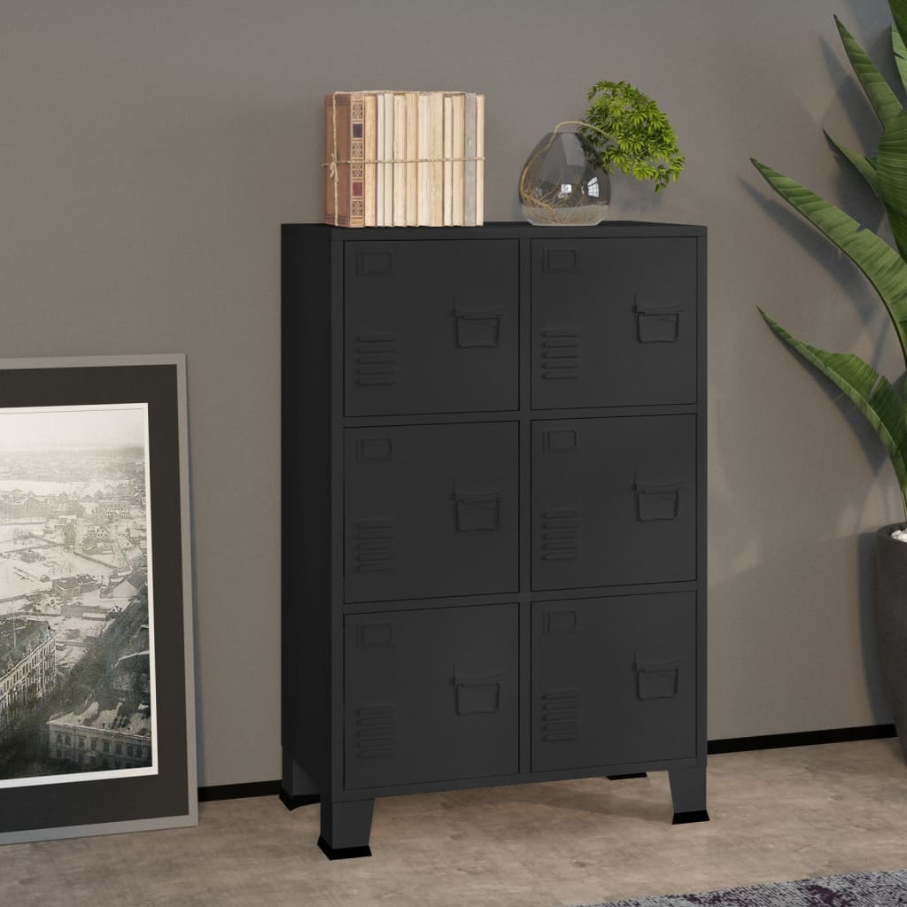 Coffre de rangement industriel Noir 75x40x115 cm Métal Coffres de rangement vidaXL   