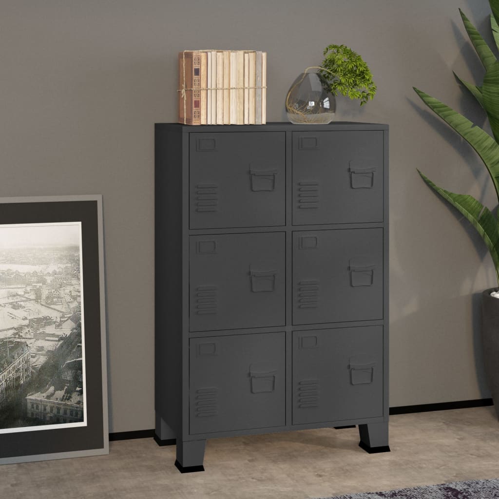 Coffre de rangement industriel Anthracite 75x40x115 cm Métal Coffres de rangement vidaXL   