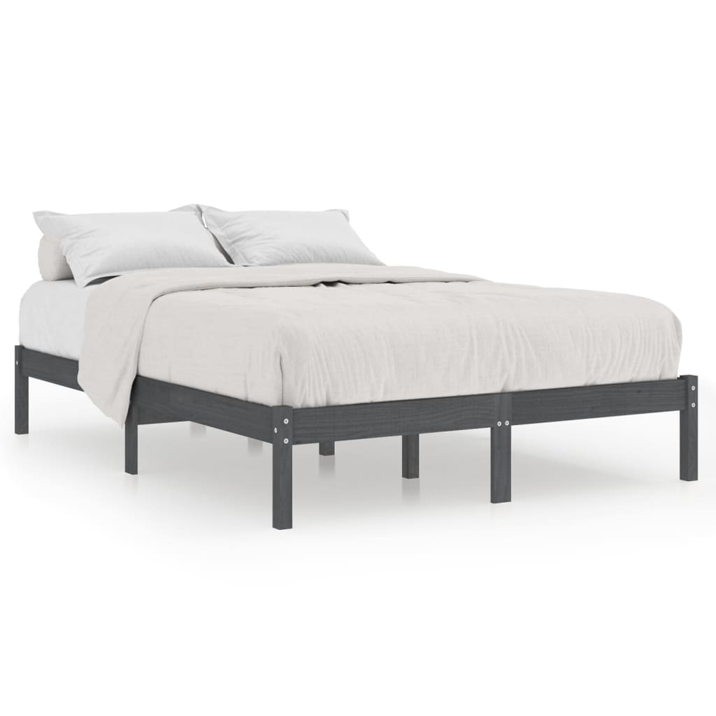 Cadre de lit Gris Bois de pin massif 200x200 cm Lits & cadres de lit vidaXL   