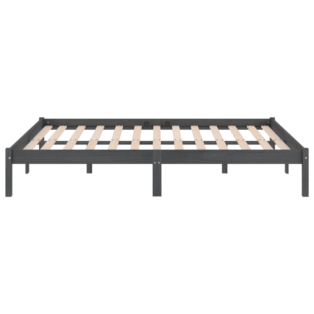 Cadre de lit Gris Bois de pin massif 200x200 cm Lits & cadres de lit vidaXL   