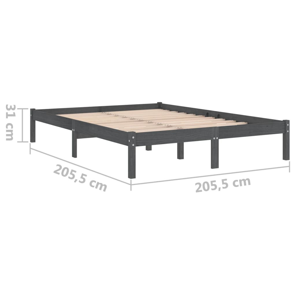 Cadre de lit Gris Bois de pin massif 200x200 cm Lits & cadres de lit vidaXL   