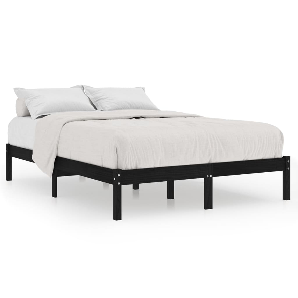 Cadre de lit Noir Bois de pin massif 200x200 cm Lits & cadres de lit vidaXL   