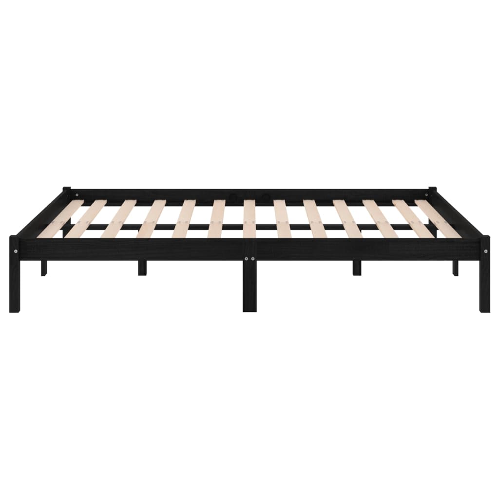 Cadre de lit Noir Bois de pin massif 200x200 cm Lits & cadres de lit vidaXL   