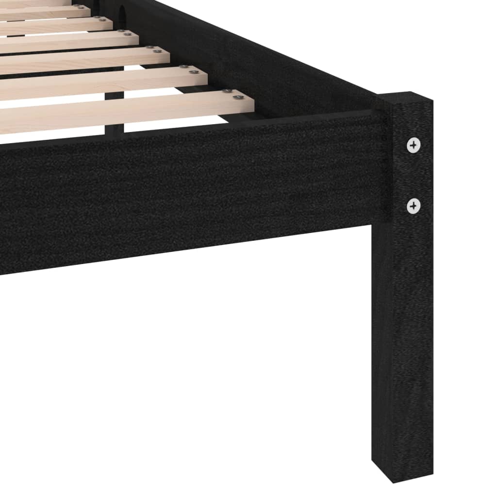 Cadre de lit Noir Bois de pin massif 200x200 cm Lits & cadres de lit vidaXL   
