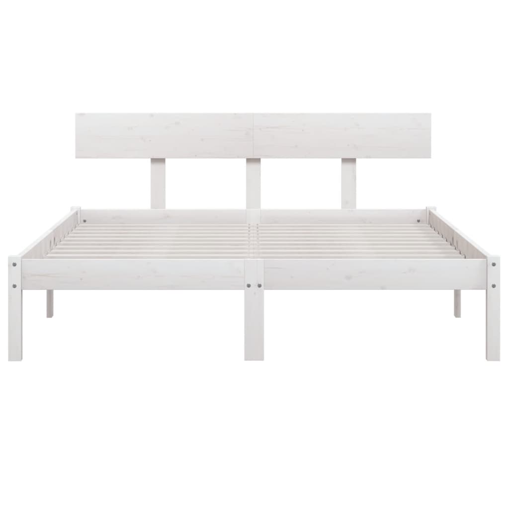 Cadre de lit Blanc Bois de pin massif 135x190 cm UK double Lits & cadres de lit vidaXL   