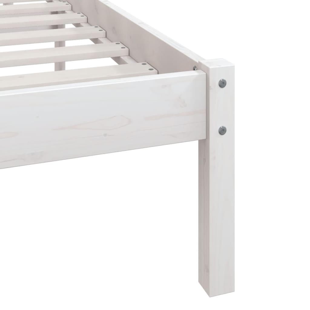 Cadre de lit Blanc Bois de pin massif 135x190 cm UK double Lits & cadres de lit vidaXL   