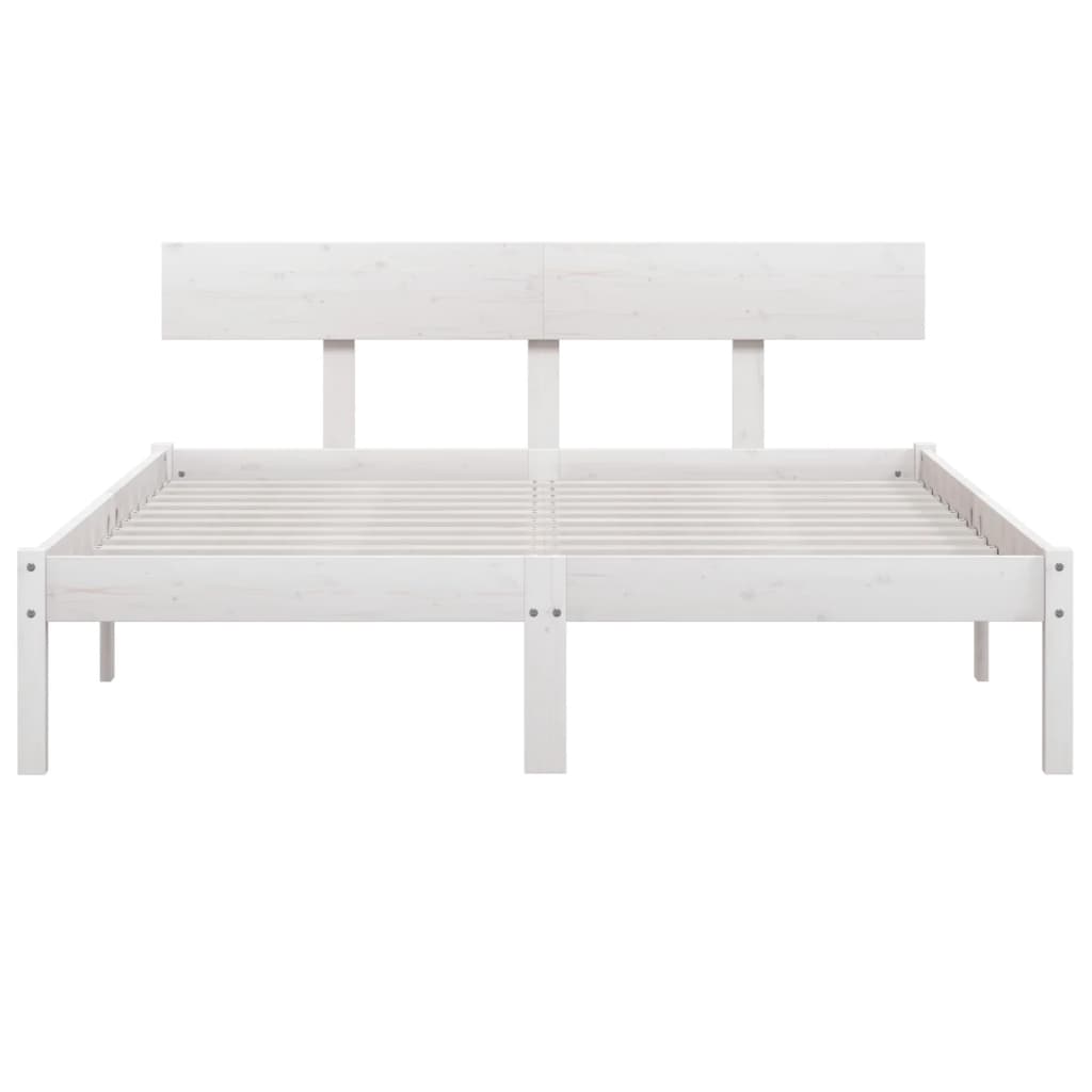 Cadre de lit Blanc Bois de pin massif 140x200 cm Lits & cadres de lit vidaXL   