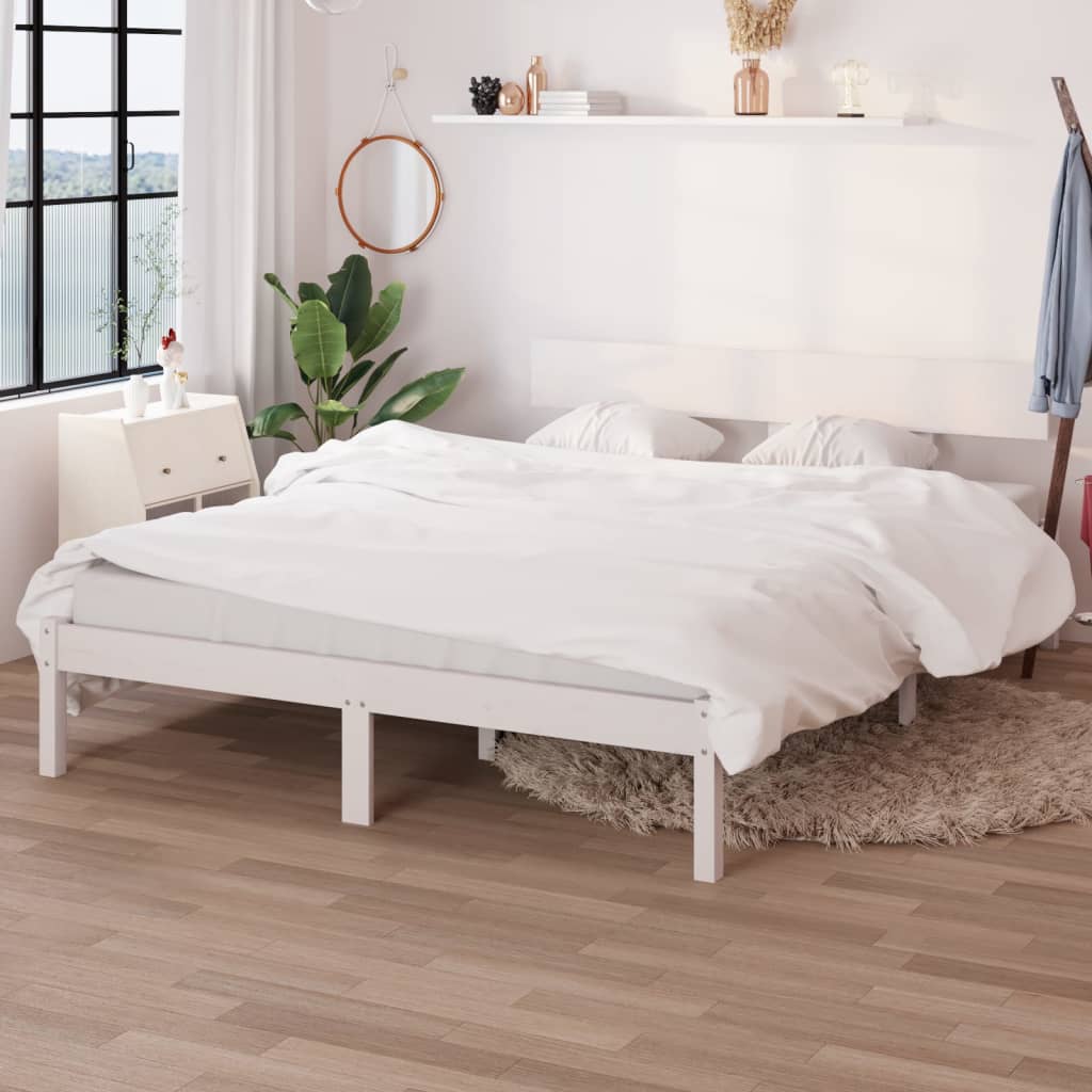 Cadre de lit Blanc Bois de pin massif 140x200 cm Lits & cadres de lit vidaXL   