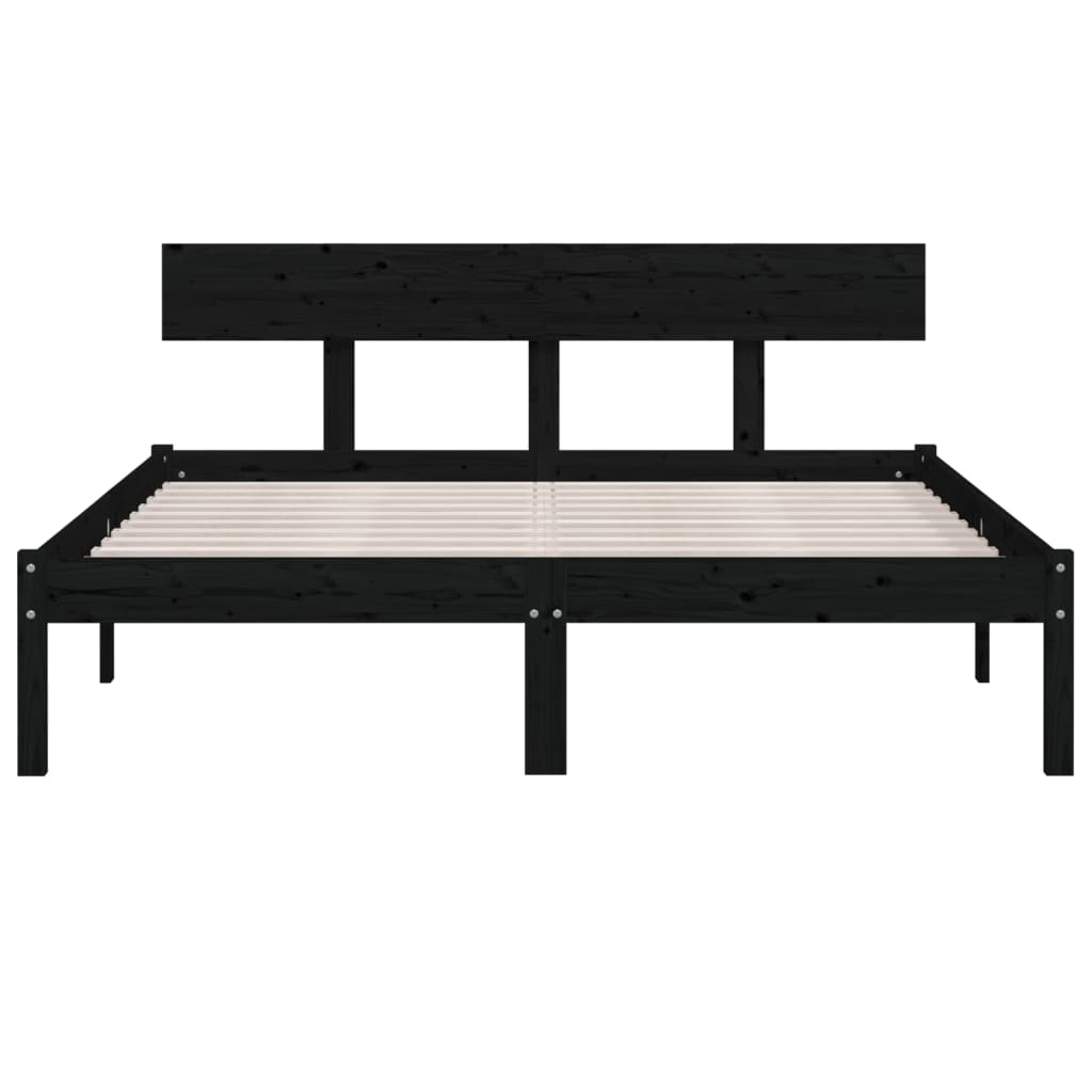 Cadre de lit Noir Bois de pin massif 140x200 cm Lits & cadres de lit vidaXL   