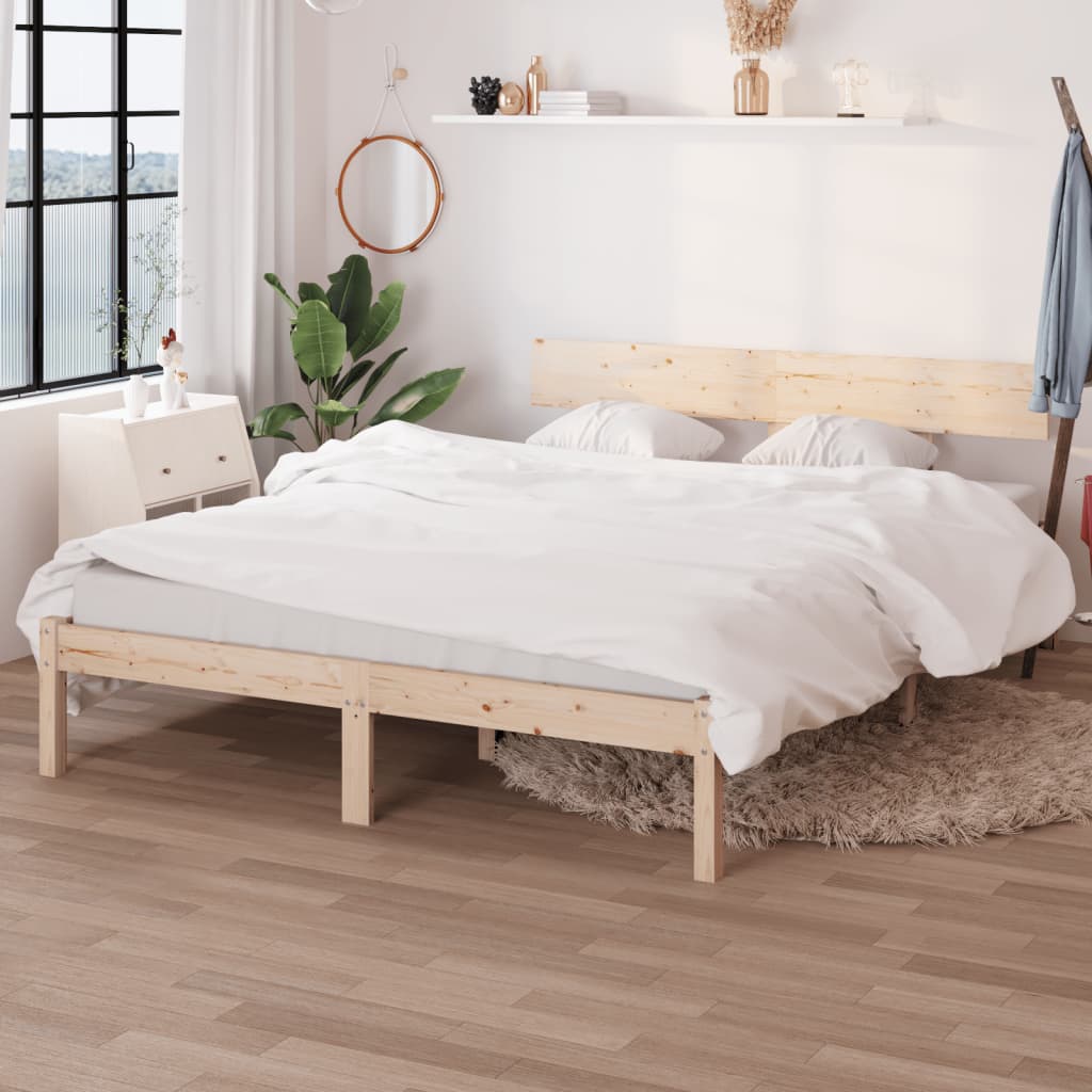 Cadre de lit Bois de pin massif 160x200 cm Lits & cadres de lit vidaXL   