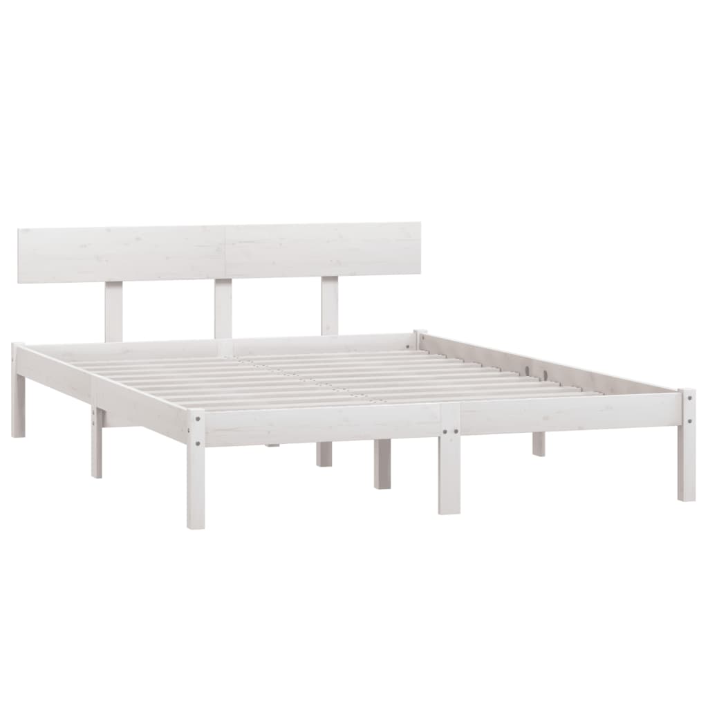Cadre de lit Blanc Bois de pin massif 160x200 cm Lits & cadres de lit vidaXL   