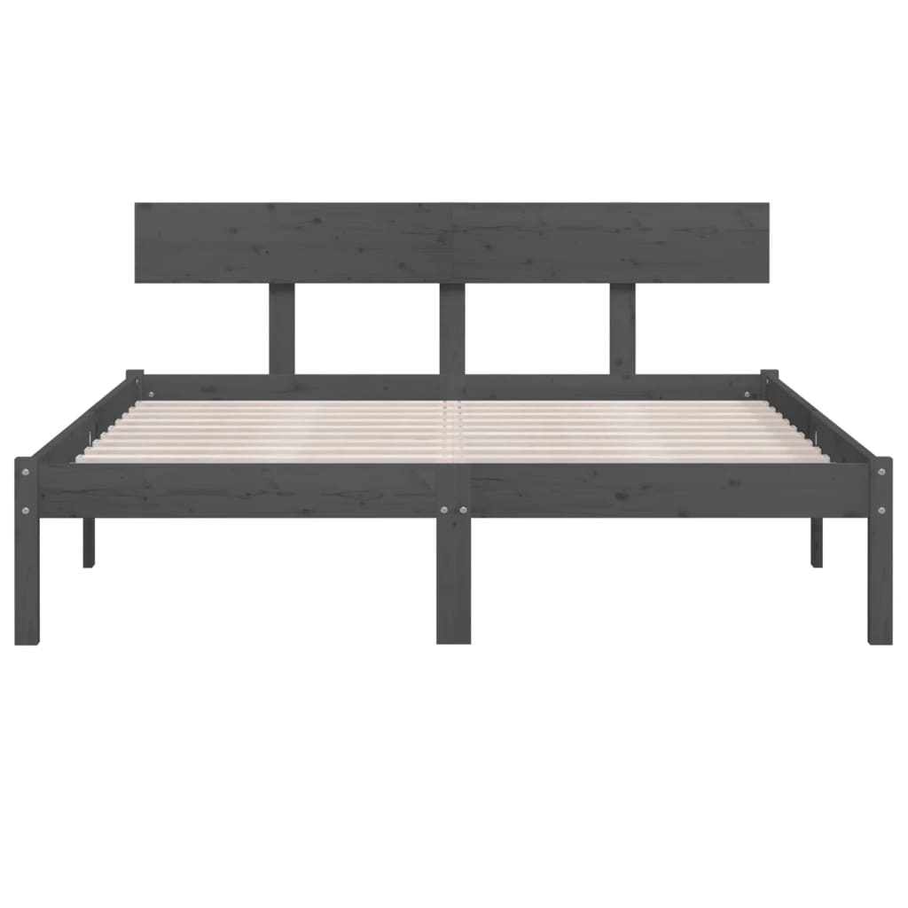 Cadre de lit Gris Bois de pin massif 160x200 cm Lits & cadres de lit vidaXL   