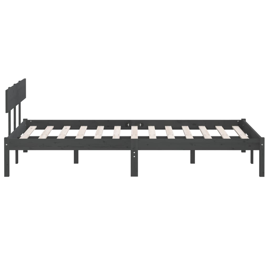 Cadre de lit Gris Bois de pin massif 160x200 cm Lits & cadres de lit vidaXL   
