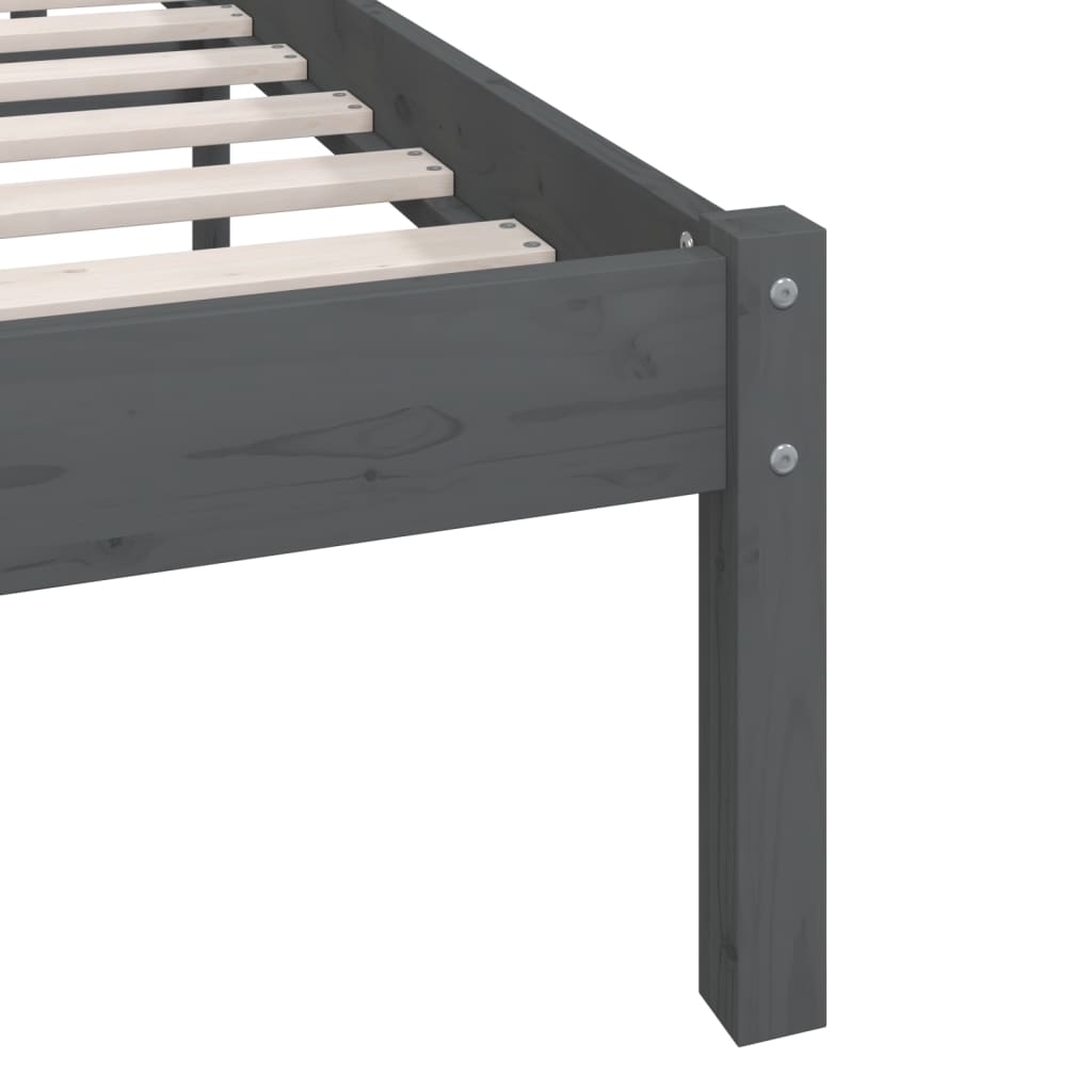 Cadre de lit Gris Bois de pin massif 160x200 cm Lits & cadres de lit vidaXL   