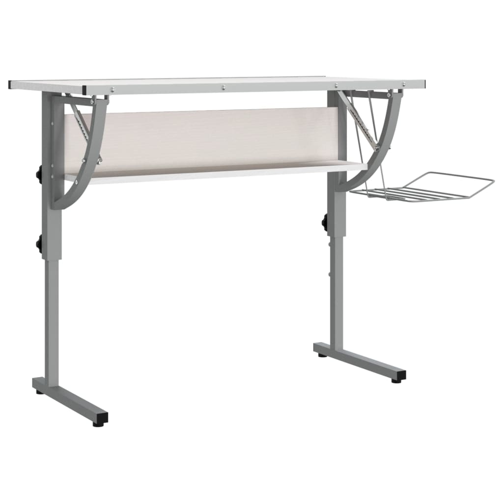 Bureau d'artisanat blanc et gris 110x53x(58-87) cm Bureaux vidaXL   
