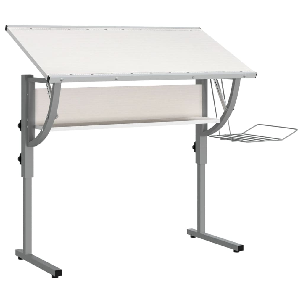 Bureau d'artisanat blanc et gris 110x53x(58-87) cm Bureaux vidaXL   