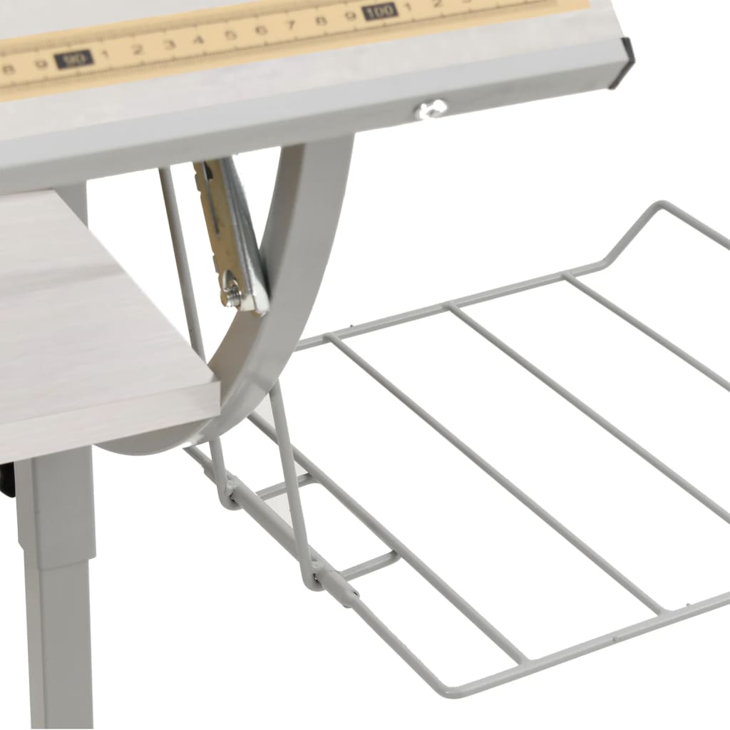 Bureau d'artisanat blanc et gris 110x53x(58-87) cm Bureaux vidaXL   
