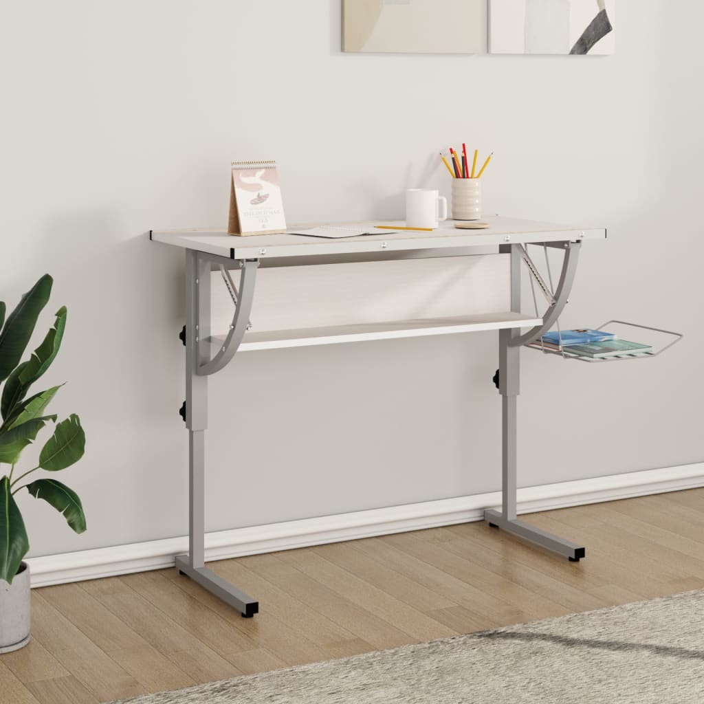 Bureau d'artisanat blanc et gris 110x53x(58-87) cm Bureaux vidaXL   