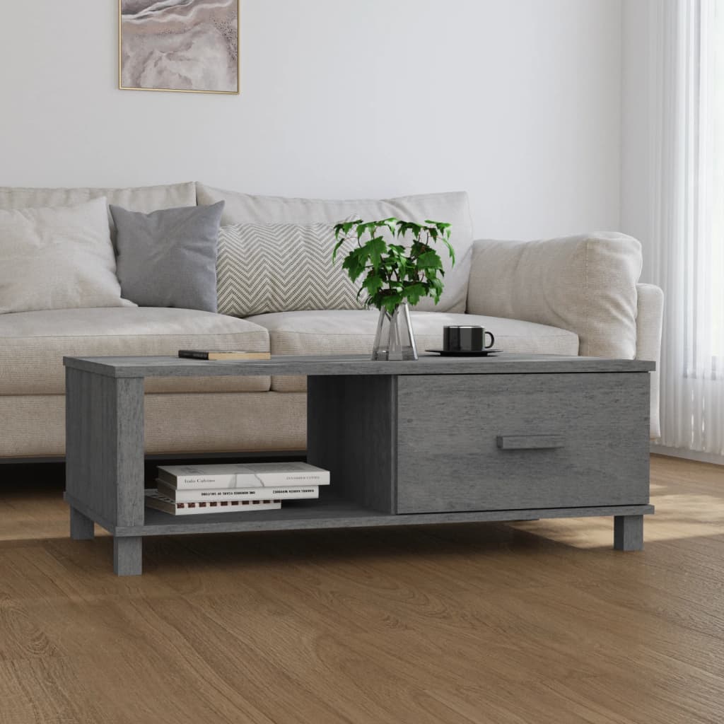 Table basse HAMAR Gris foncé 100x55x35 cm Bois massif de pin Tables basses vidaXL   