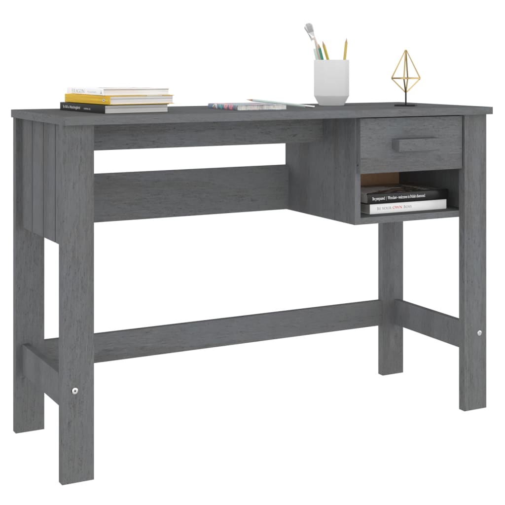 Bureau HAMAR Gris foncé 110x40x75 cm Bois massif de pin Bureaux vidaXL   