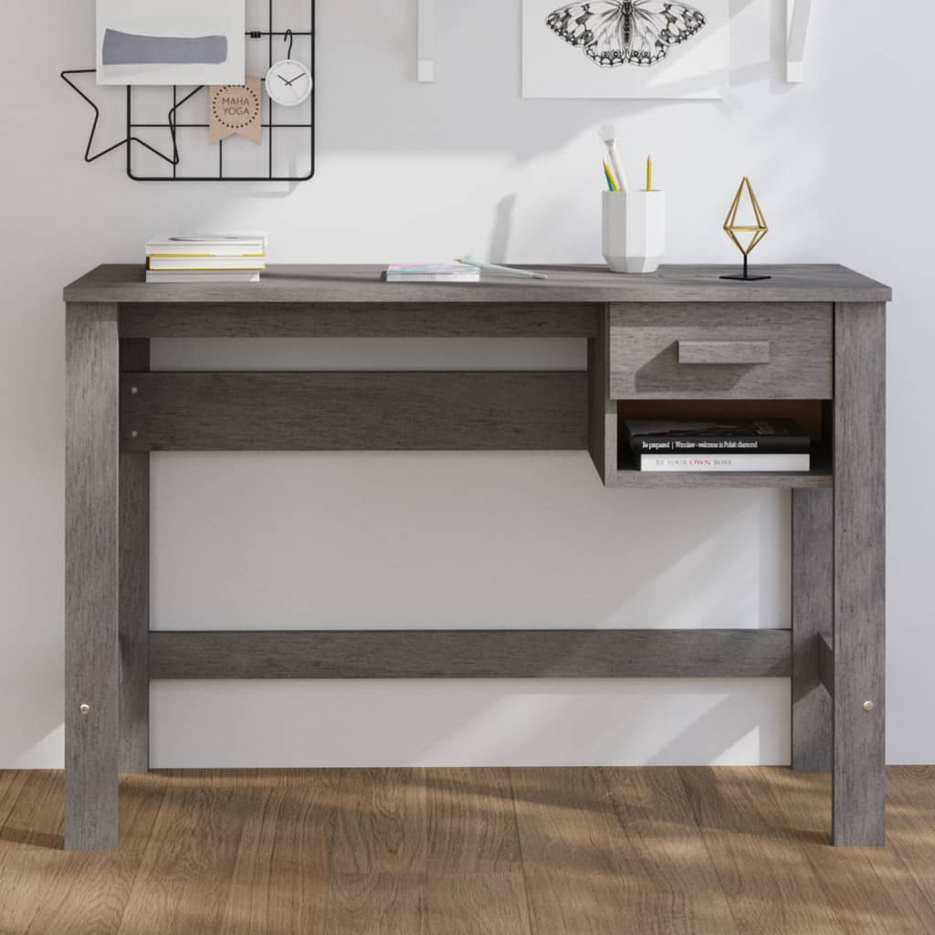 Bureau HAMAR Gris clair 110x40x75 cm Bois massif de pin Bureaux vidaXL   