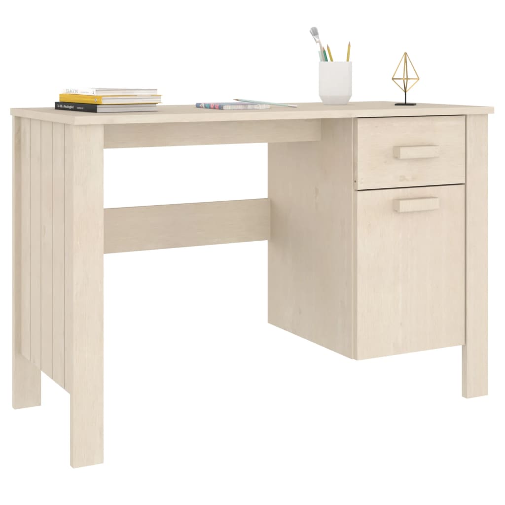 Bureau HAMAR Marron miel 113x50x75 cm Bois massif de pin Bureaux vidaXL   
