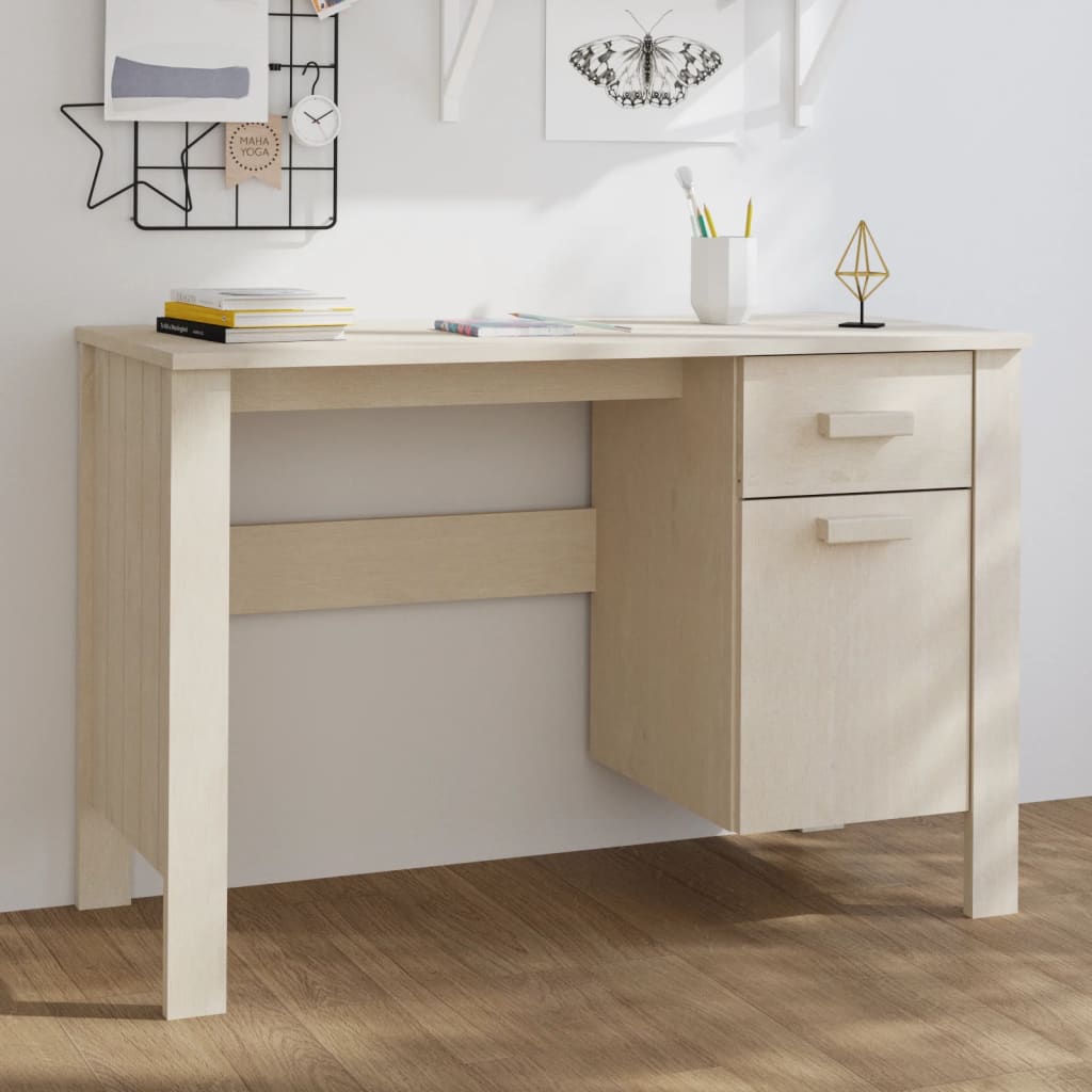 Bureau HAMAR Marron miel 113x50x75 cm Bois massif de pin Bureaux vidaXL   