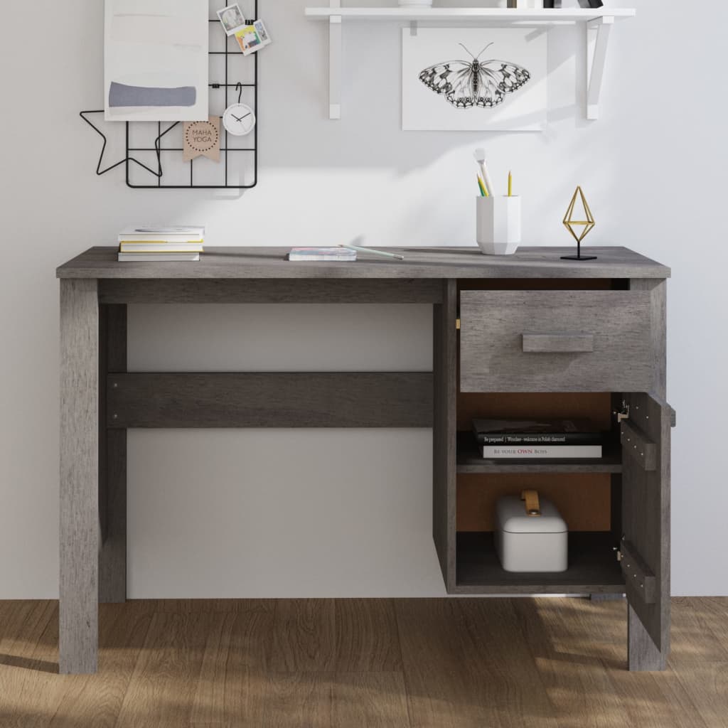 Bureau HAMAR Gris clair 113x50x75 cm Bois massif de pin Bureaux vidaXL   