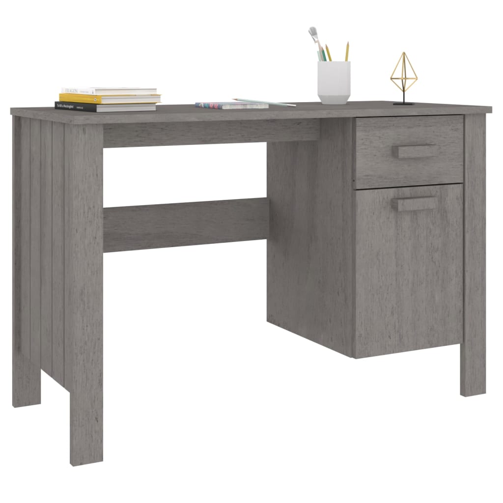 Bureau HAMAR Gris clair 113x50x75 cm Bois massif de pin Bureaux vidaXL   