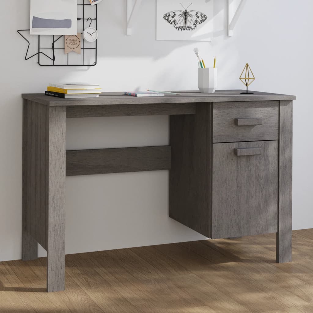 Bureau HAMAR Gris clair 113x50x75 cm Bois massif de pin Bureaux vidaXL   