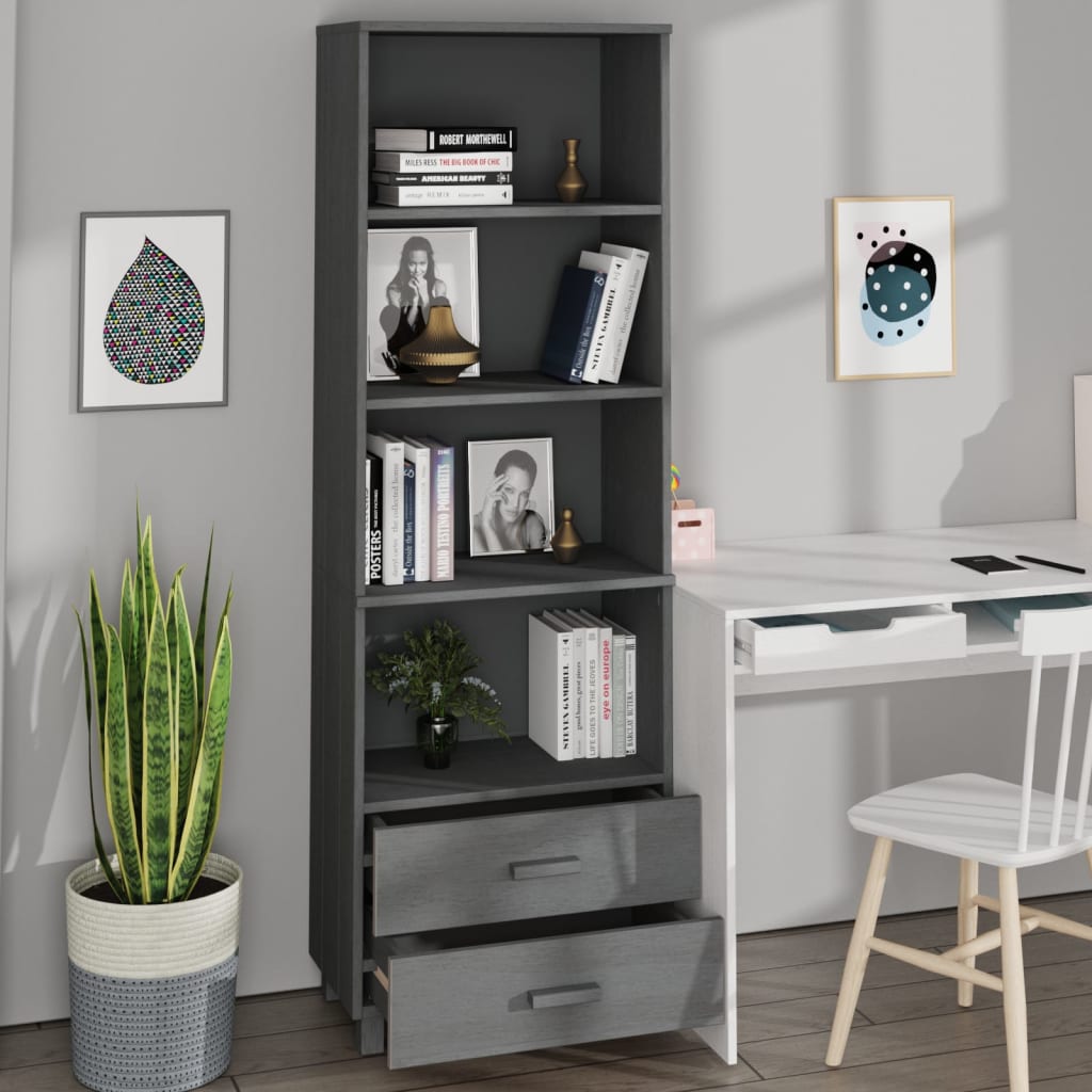 Buffet HAMAR Gris foncé 60x35x180 cm Bois de pin massif Buffets & bahuts vidaXL   