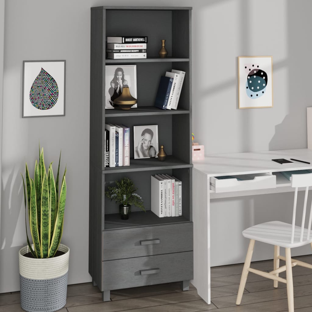 Buffet HAMAR Gris foncé 60x35x180 cm Bois de pin massif Buffets & bahuts vidaXL   