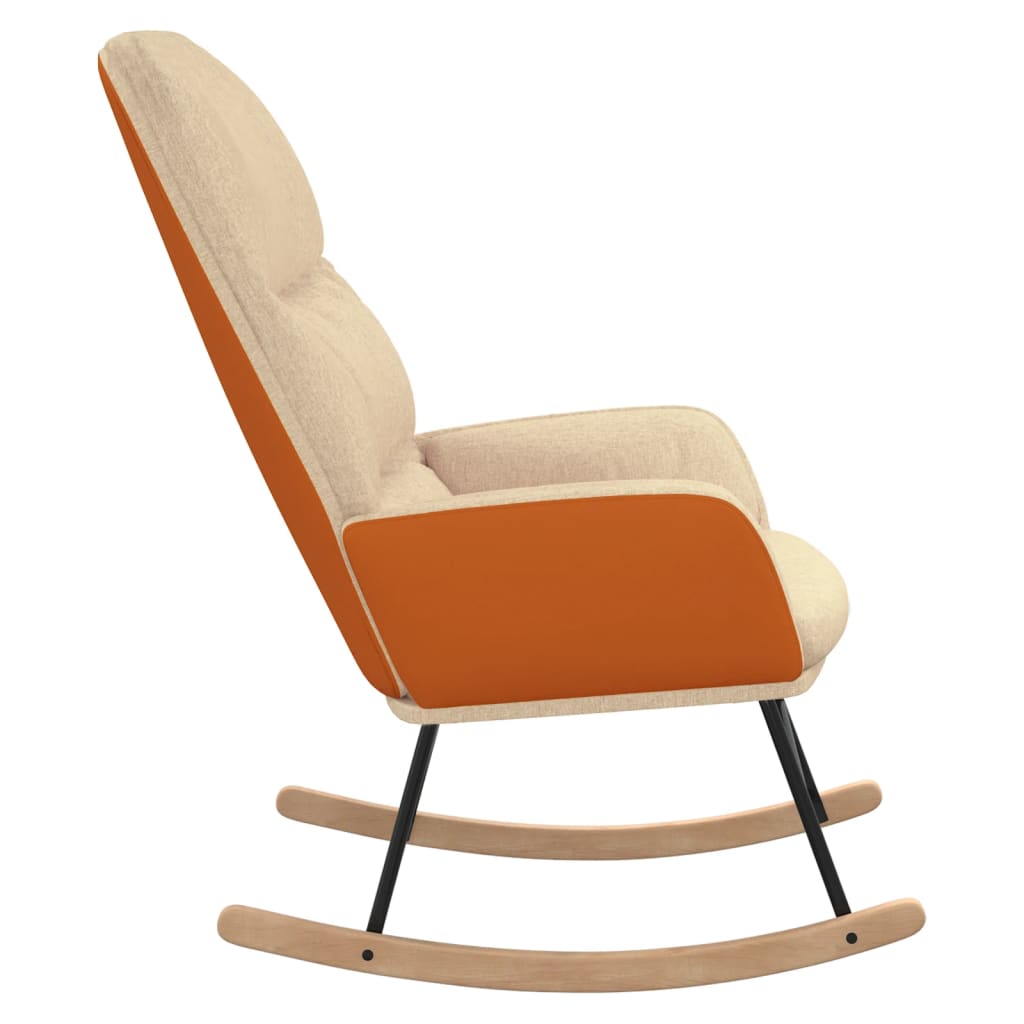 Chaise à bascule Blanc crème Tissu Fauteuils à bascule vidaXL   