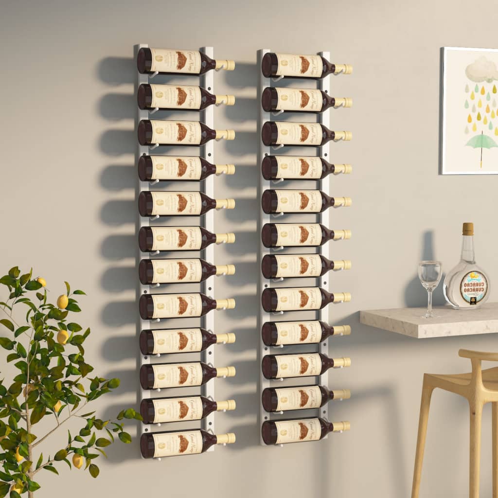 Casier à vin mural pour 12 bouteilles 2 pcs Blanc Fer Casiers à bouteilles vidaXL   