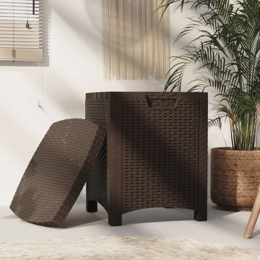 Boîte de rangement de jardin 39x39x46 cm Rotin PP Marron Coffres de jardin vidaXL   