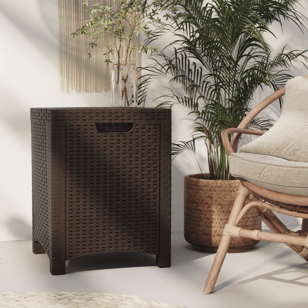 Boîte de rangement de jardin 39x39x46 cm Rotin PP Marron Coffres de jardin vidaXL   