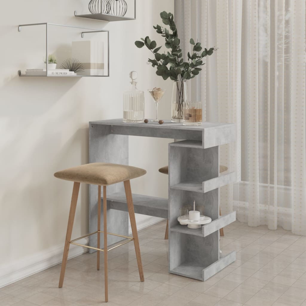 Table de bar étagère de rangement Gris béton 100x50x101,5 cm Tables à manger vidaXL   