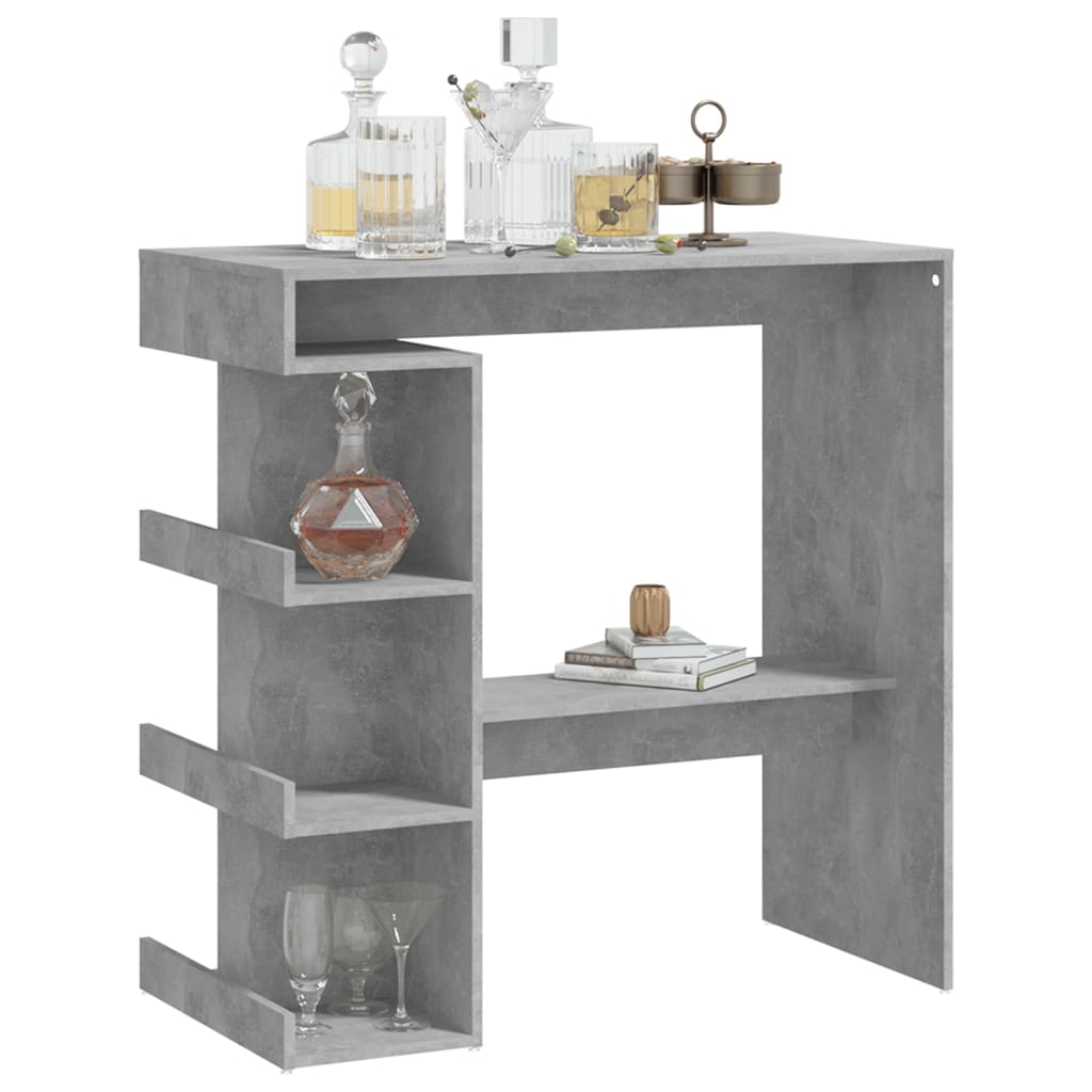 Table de bar étagère de rangement Gris béton 100x50x101,5 cm Tables à manger vidaXL   
