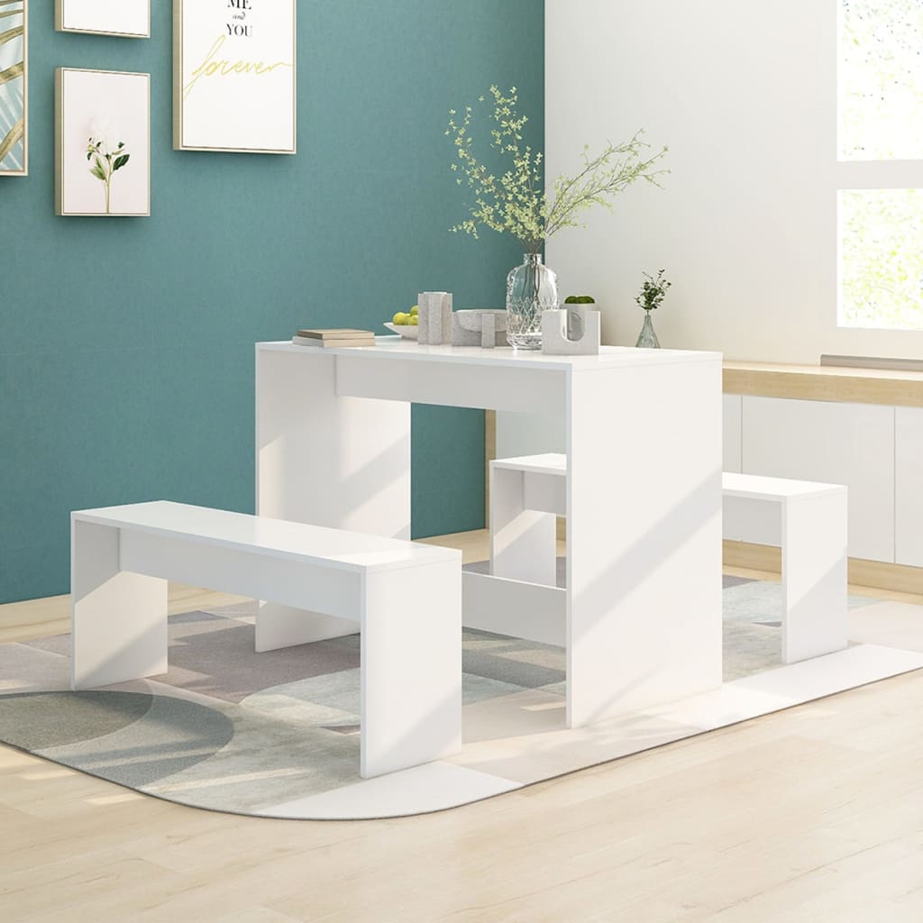 Ensemble de salle à manger 3 pcs Blanc Aggloméré Meubles de salle à manger vidaXL   