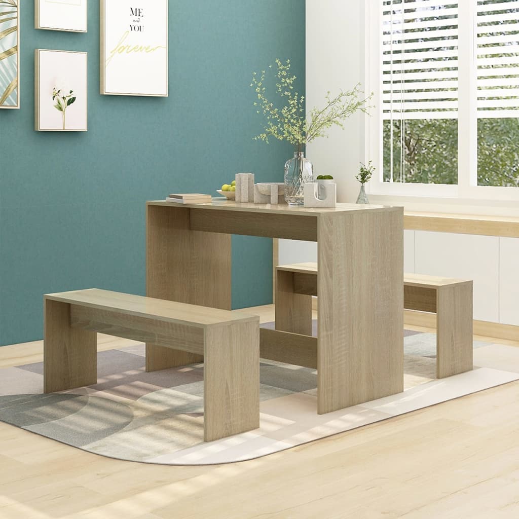 Ensemble de salle à manger 3 pcs Chêne sonoma Aggloméré Meubles de salle à manger vidaXL   