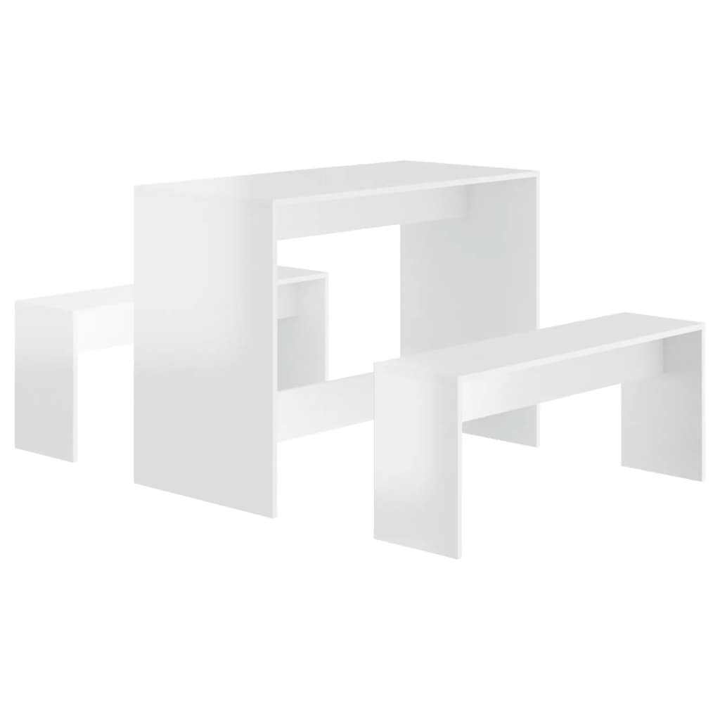 Ensembles de salle à manger 3 pcs Blanc brillant Aggloméré Meubles de salle à manger vidaXL   