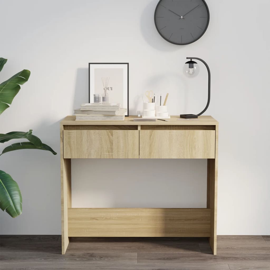 Table console Chêne Sonoma 89x41x76,5 cm Acier Tables d'appoint vidaXL   