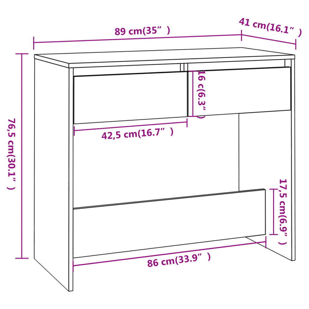Table console Chêne Sonoma 89x41x76,5 cm Acier Tables d'appoint vidaXL   