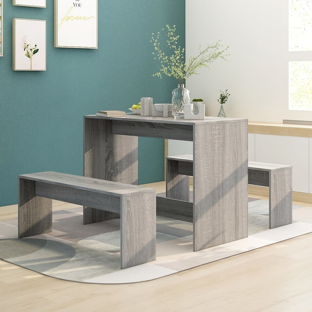 Ensemble de salle à manger 3 pcs Sonoma gris Aggloméré Meubles de salle à manger vidaXL   
