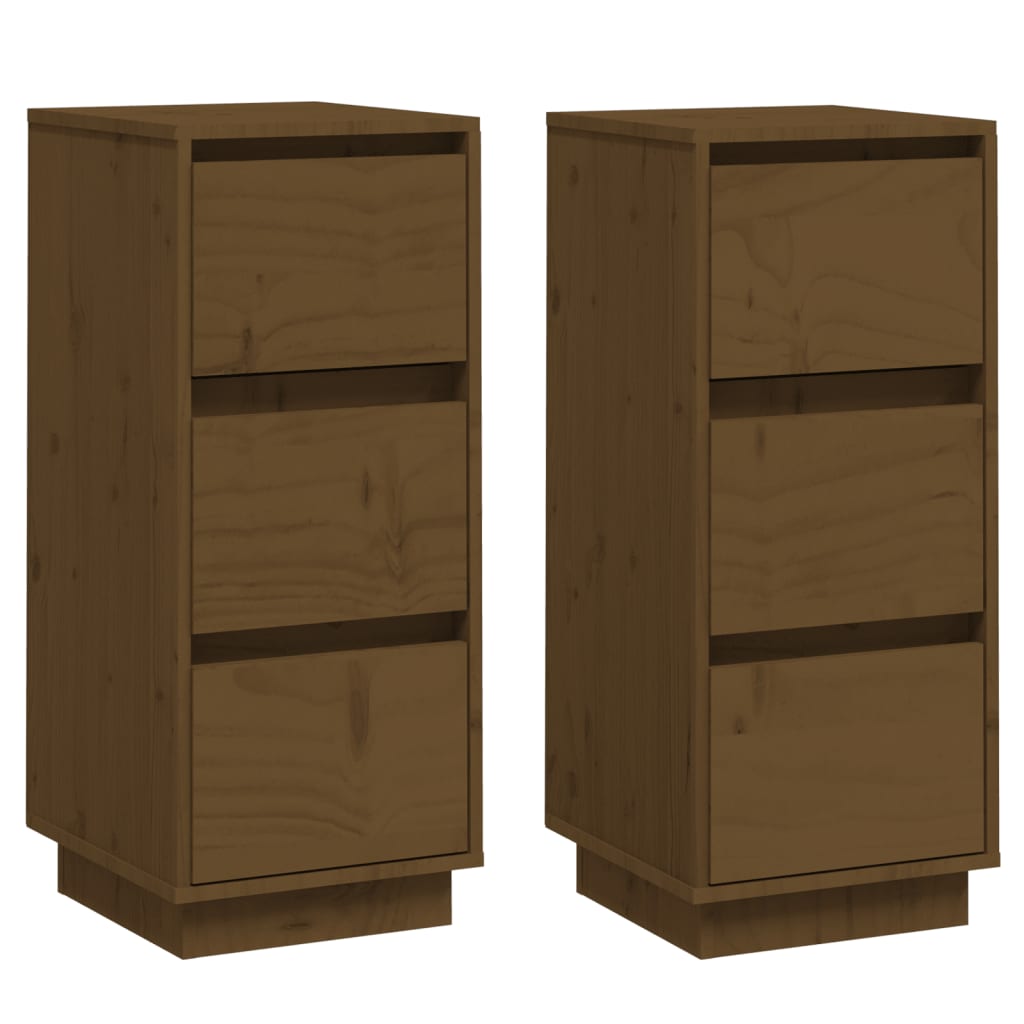 Buffets 2 pcs Marron miel 32x34x75 cm Bois massif de pin Buffets & bahuts vidaXL   