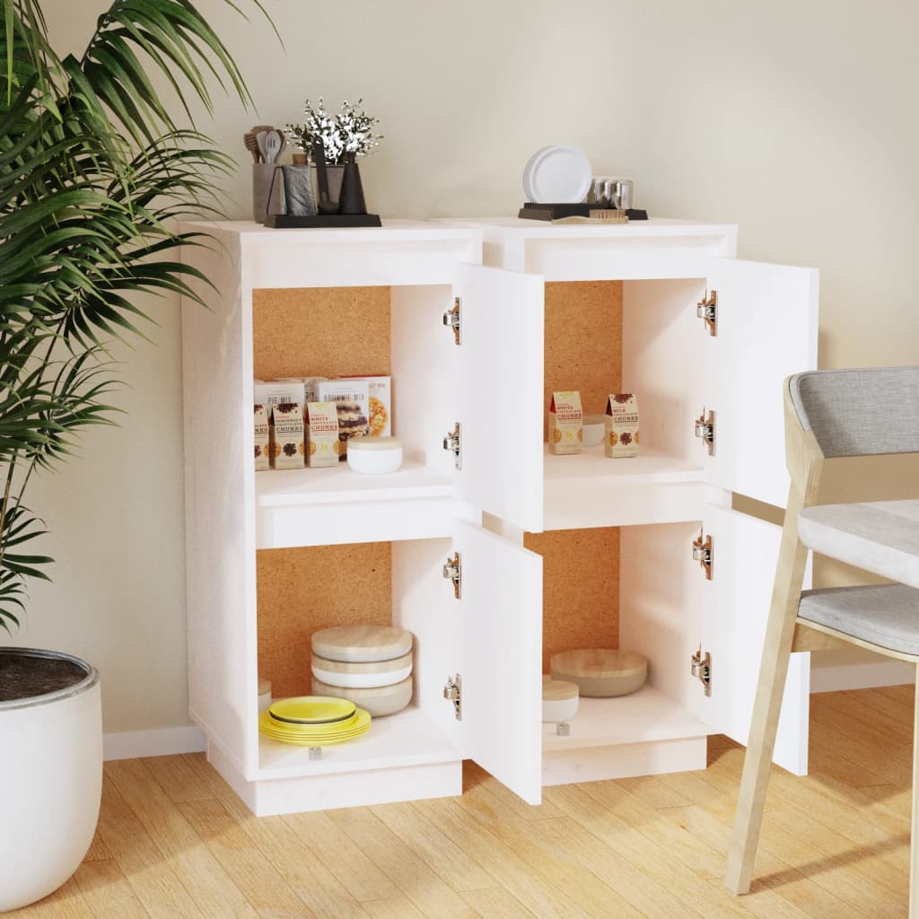 Buffets 2 pcs Blanc 31,5x34x75 cm Bois massif de pin Buffets & bahuts vidaXL   