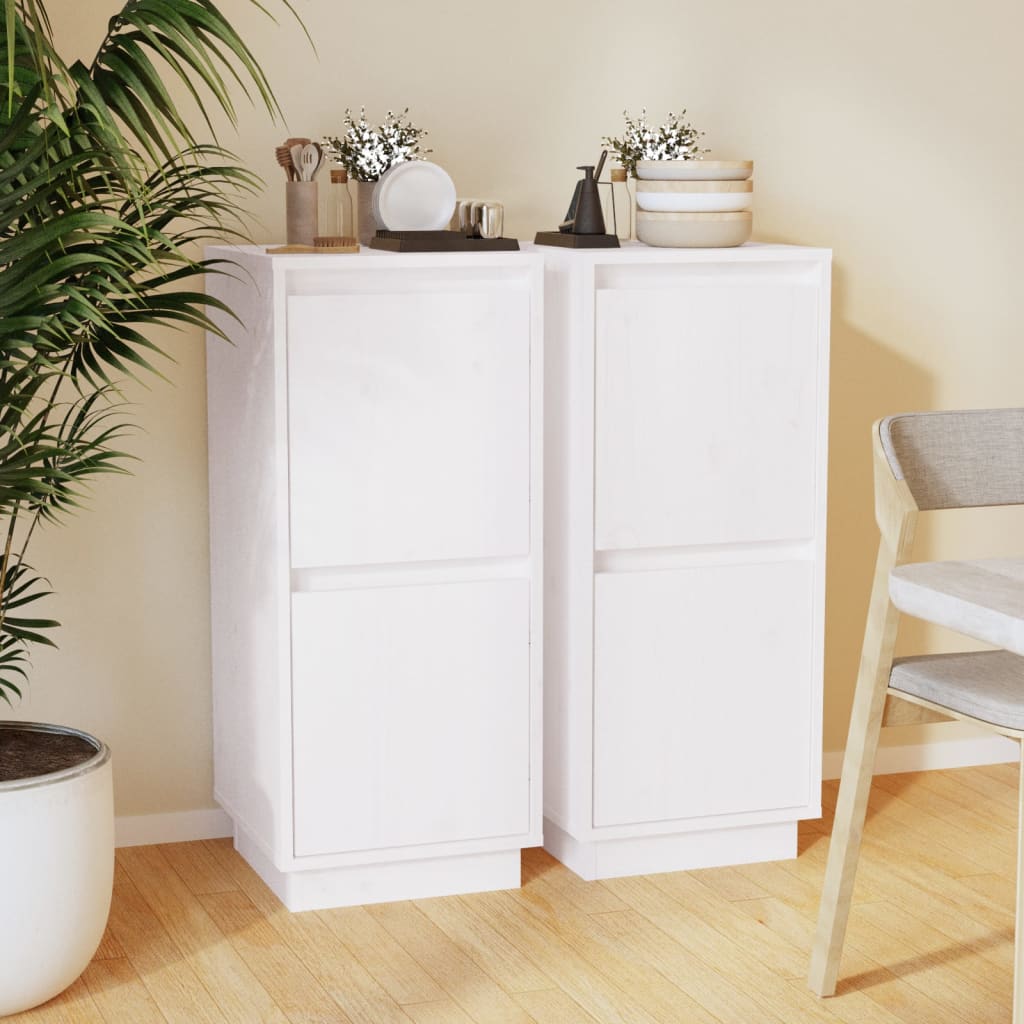 Buffets 2 pcs Blanc 31,5x34x75 cm Bois massif de pin Buffets & bahuts vidaXL   